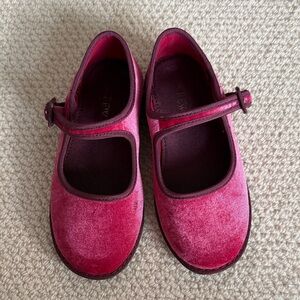 J.Crew Pink Velvet Kids Mary-Jane’s
